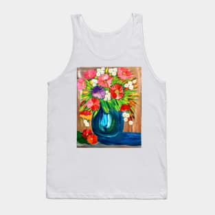 Some abstract mixed flowers in a metallic vase Tank Top